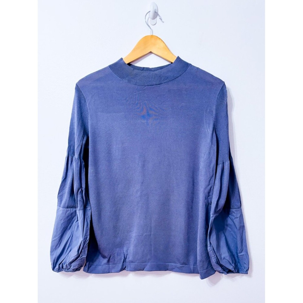 COS Grey Knit Top Cotton Puff Sleeves Minimalist Small
